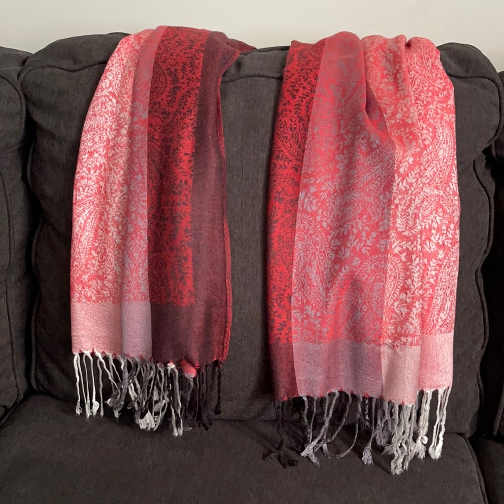 Scarf - Red, Silver, Gray, Black